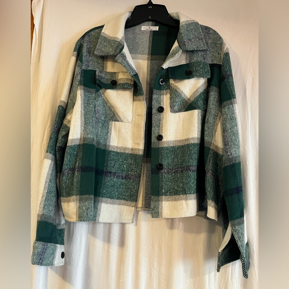 Green and White Plaid Jacket